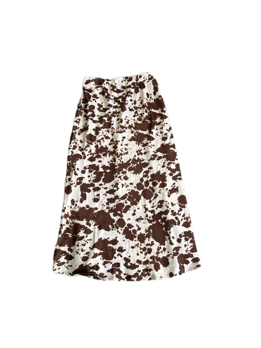 Soprano Brown and White Cow-Print A-Line Midi Skirt